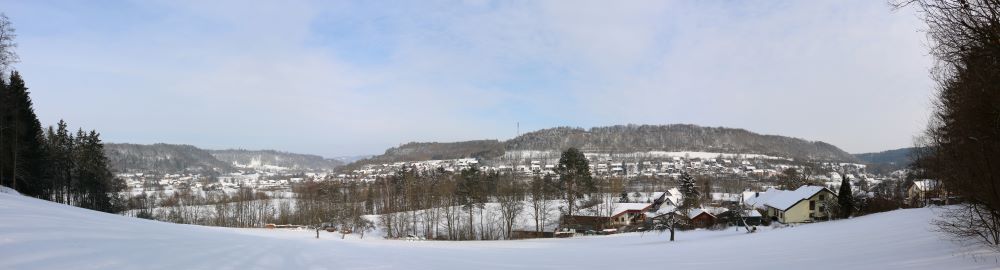 Panoramaaufnahme Fölschnitz im Winter